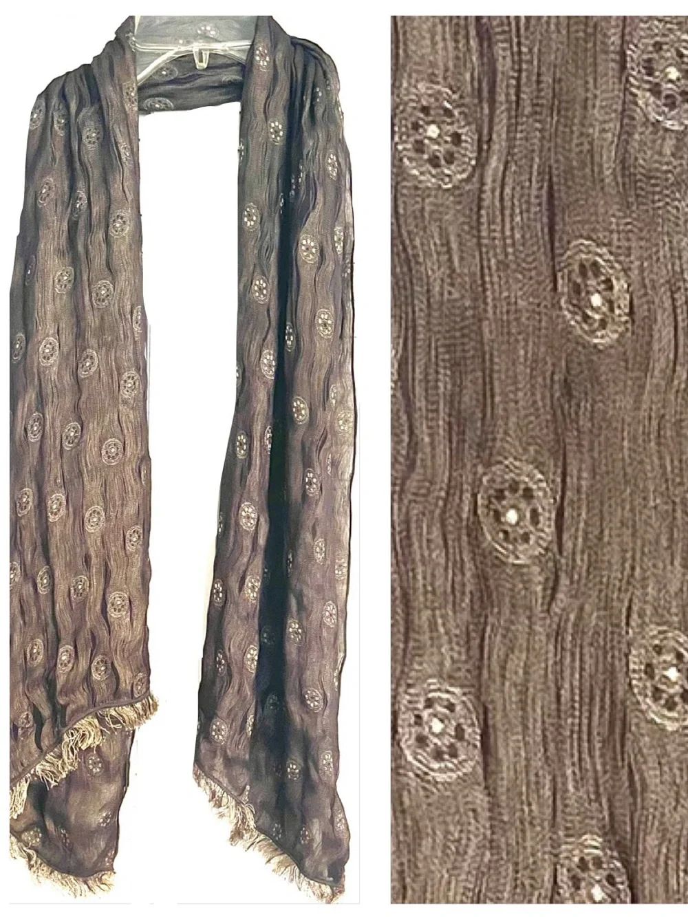 Vintage Embroidered Silk Scarf!